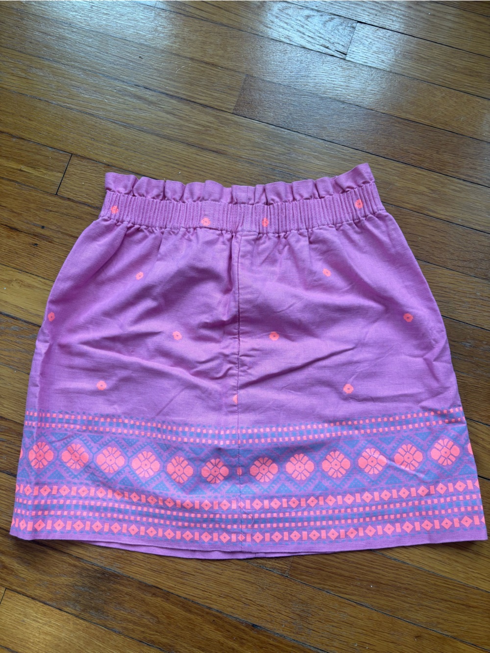 J. Crew Pink Skirt with Coral Border Print